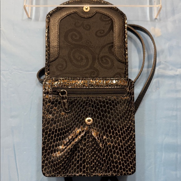 Brighton Black and Brown Snake Print Crossbody Bag - Picture 4 of 7